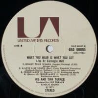 IKE & TINA TURNER What You Hear Is What You Get - Live At Carnegie Hall Vinyl LP United Artists 1971