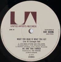 IKE & TINA TURNER What You Hear Is What You Get - Live At Carnegie Hall Vinyl LP United Artists 1971