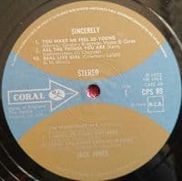 JACK JONES Sincerely Vinyl Record LP Coral 1973