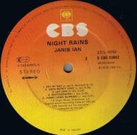 JANIS IAN Night Rains Vinyl Record LP CBS 1979