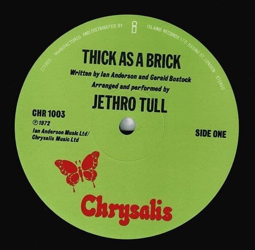 JETHRO TULL Thick As A Brick Vinyl Record LP Chrysalis 1972