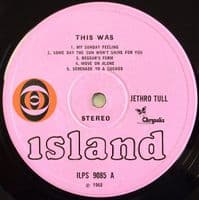 JETHRO TULL This Was Vinyl Record LP Island 1968.
