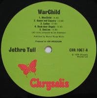 JETHRO TULL War Child Vinyl Record LP Chrysalis 1974