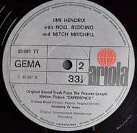 JIMI HENDRIX Original Sound Track 'Experience' Vinyl Record LP German Ariola 1971