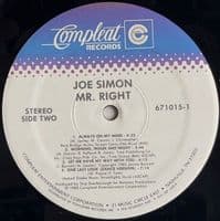 JOE SIMON Mr. Right Vinyl Record LP US Compleat 1985