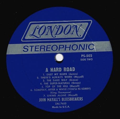 JOHN MAYALL & THE BLUESBREAKERS A Hard Road Vinyl Record LP US