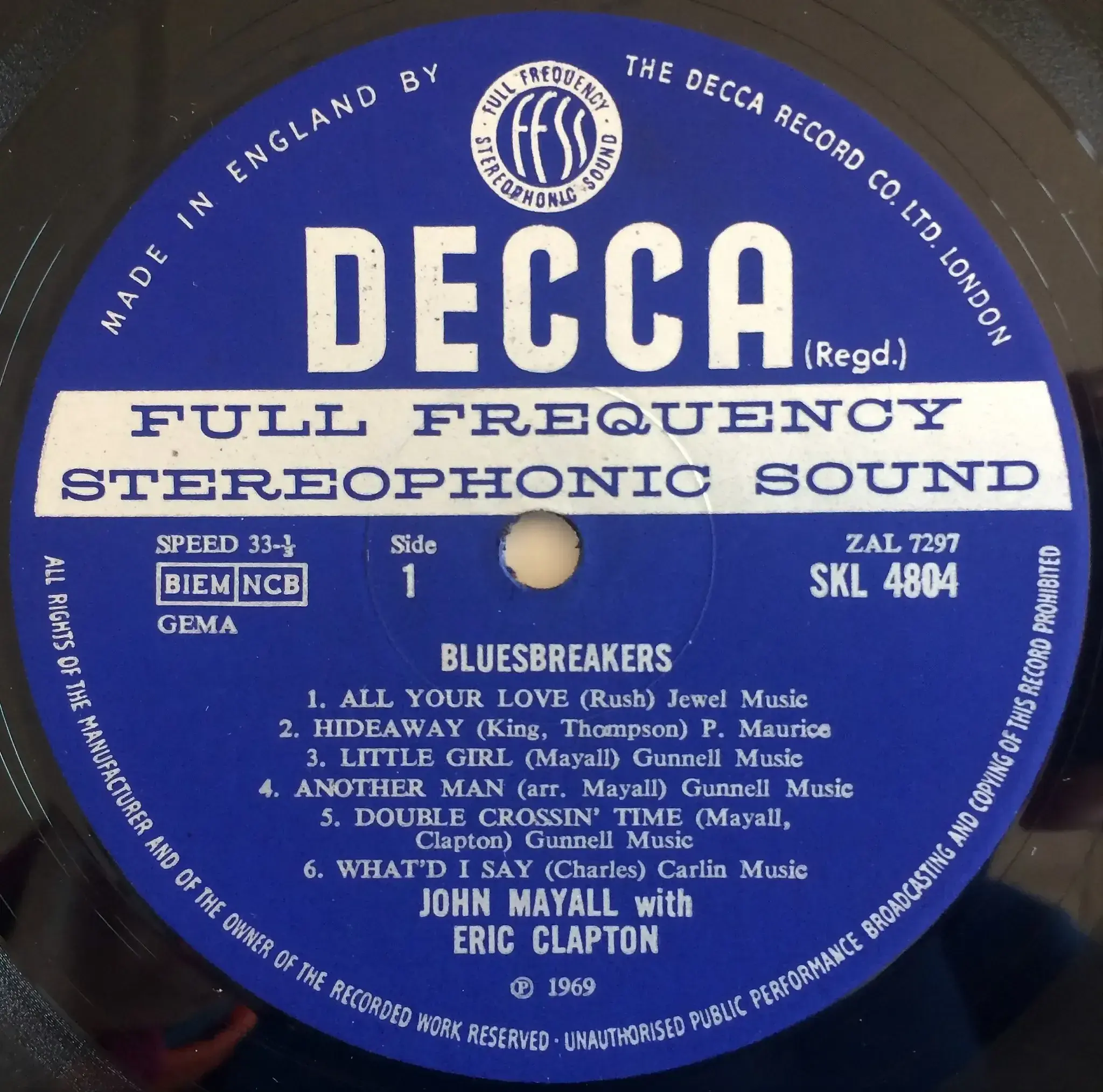 JOHN MAYALL WITH ERIC CLAPTON Blues Breakers Vinyl Record LP Decca
