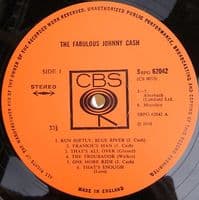 JOHNNY CASH The Fabulous Johnny Cash Vinyl Record LP CBS