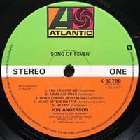 JON ANDERSON Song Of Seven Vinyl Record LP Atlantic 1980