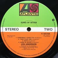 JON ANDERSON Song Of Seven Vinyl Record LP Atlantic 1980