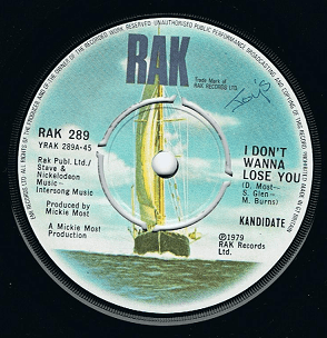 KANDIDATE I Don't Wanna Lose You Vinyl Record 7 Inch RAK 1979.