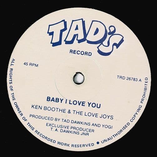 KEN BOOTHE & THE LOVE JOYS Baby I Love You Vinyl Record 12 Inch Tad's
