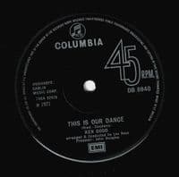 KEN DODD This Is Our Dance Vinyl Record 7 Inch Columbia 1971 DB 8840 Rare Signed Single Solid Centre