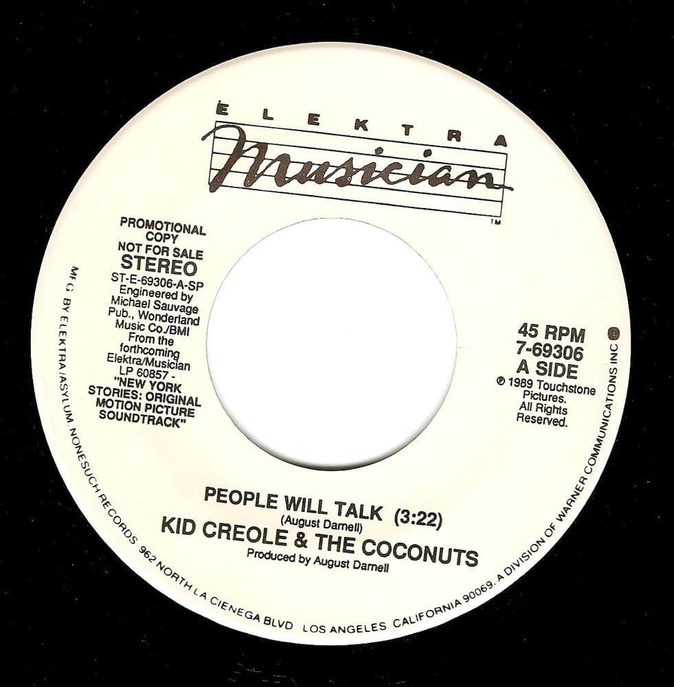 KID CREOLE AND THE COCONUTS People Will Talk Vinyl Record 7 Inch US Elektra Musician 1989 Promo
