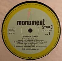 KRIS KRISTOFFERSON Border Lord Vinyl Record LP German Monument 1972