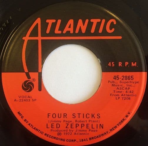 LED ZEPPELIN Rock And Roll Vinyl Record 7 Inch US Atlantic 1972