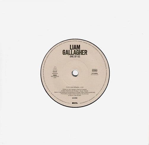 LIAM GALLAGHER One Of Us Vinyl Record 7 Inch Warner 2019 Single-Sided Etched 45rpm Single Oasis Rock