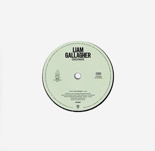 LIAM GALLAGHER Shockwave Vinyl Record 7 Inch Warner Bros. 2019 Limited Edition Etched 45rpm Single