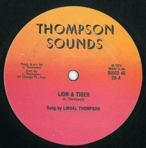 LINVAL THOMPSON Lion & Tiger Vinyl Record 12 Inch Jamaican Thompson Sounds 1979