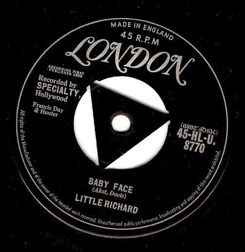LITTLE RICHARD Baby Face Vinyl Record 7 Inch London HLU 8770
