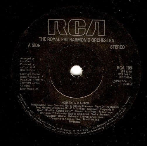 LOUIS CLARK (THE ROYAL PHILHARMONIC ORCHESTRA) Hooked On Classics Vinyl Record 7 Inch RCA 1981