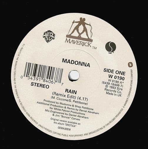 MADONNA Rain Vinyl Record 7 Inch Maverick 1993