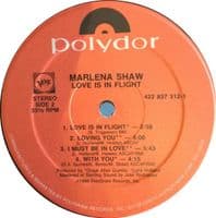 MARLENA SHAW Love Is In Flight Vinyl Record LP US Polydor 1988
