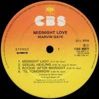 MARVIN GAYE Midnight Love Vinyl Record LP CBS 1982