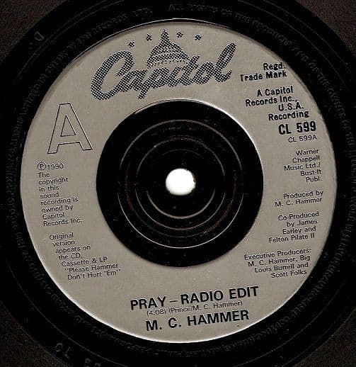 MC HAMMER Pray Vinyl Record 7 Inch Capitol 1990