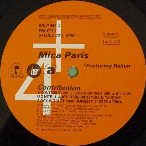 MICA PARIS Contribution Vinyl Record LP 4th And Broadway 1990