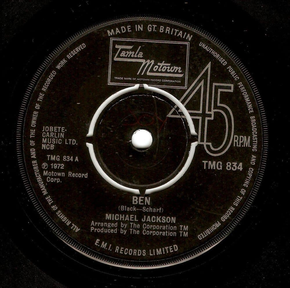 Michael Jackson Ben Vinyl Record 7 Inch Tamla Motown 1972