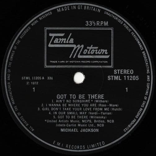 MICHAEL JACKSON Got To Be There Vinyl Record LP Tamla Motown 1972