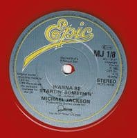 MICHAEL JACKSON Wanna Be Startin' Somethin' Vinyl Record 7 Inch Epic 1983 Red Vinyl Picture Sleeve