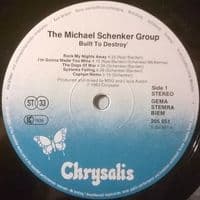 MICHAEL SCHENKER GROUP Built To Destroy Vinyl Record LP Chrysalis 1983