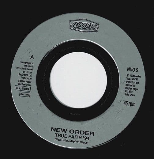 NEW ORDER True Faith '94 Vinyl Record 7 Inch London 1994