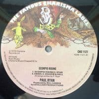 PAUL RYAN Scorpio Rising Vinyl Record LP Charisma 1976