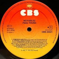 PAUL YOUNG No Parlez Vinyl Record LP CBS 1983.