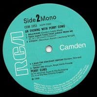 PERRY COMO An Evening With Perry Como Vinyl Record LP RCA Camden 1970 CDM 1053 Mono Press Pic Sleeve