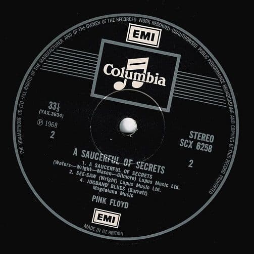 PINK FLOYD A Saucerful Of Secrets Vinyl Record LP Columbia 1971