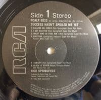 RICK SPRINGFIELD Success Hasn't Spoiled Me Yet Vinyl Record LP RCA 1982