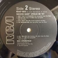 RICK SPRINGFIELD Success Hasn't Spoiled Me Yet Vinyl Record LP RCA 1982