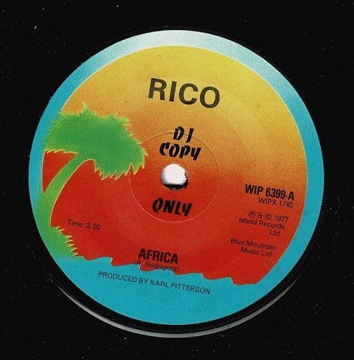 RICO RODRIGUEZ Africa Vinyl Record 7 Inch Island 1977 Promo