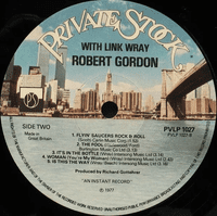 ROBERT GORDON WITH LINK WRAY Robert Gordon With Link Wray Vinyl Record LP Private Stock 1977