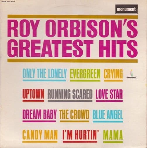 ROY ORBISON Greatest Hits Vinyl Record LP Monument 1967..