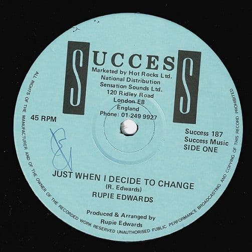 RUPIE EDWARDS Just When I Decided To Change Vinyl Record 12 Inch Success 1987