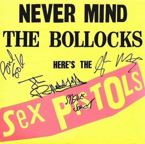 SEX PISTOLS Never Mind The Bollocks Vinyl Record LP Virgin 2007 Signed