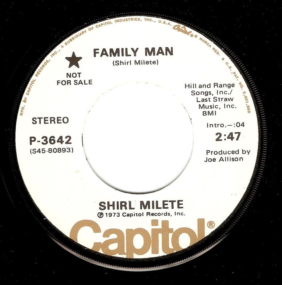 SHIRL MILETE Family Man Vinyl Record 7 Inch US Capitol 1973 Promo