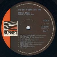 SHIRLEY BASSEY I've Got A Song For You Vinyl Record LP Sunset 1968 Stereo UK Reissue SLS 50151 33rpm