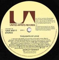 SHIRLEY BASSEY Thoughts Of Love Vinyl Record LP United Artists 1976 UK Compilation Album UAS 30011