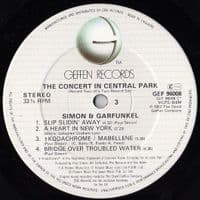 SIMON & GARFUNKEL The Concert In Central Park Vinyl Record LP Geffen 1982